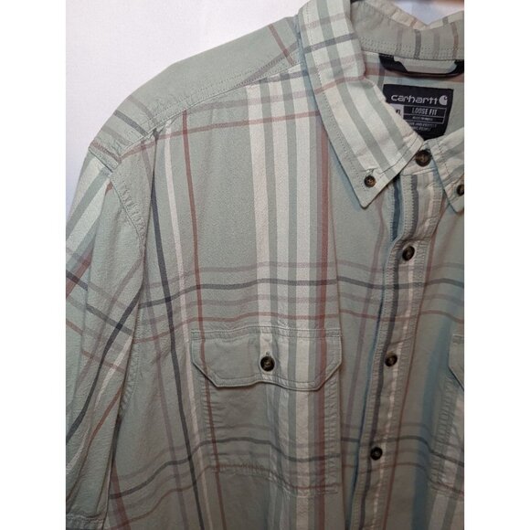 Carhartt Shirt Size 3XL Loose Fit Mens Button Down Short Sleeve Plaid Work Wear - Picture 3 of 13